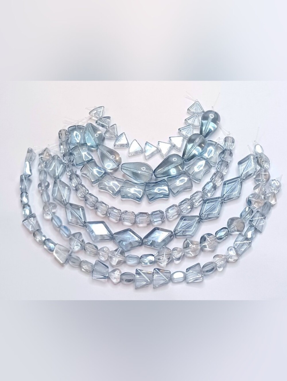 Glass Bead strands Steel Blue 7-strands jewelry making